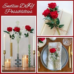 35 PCS Artificial Red Roses with 15 35 Pcs Red Roses With 15 Pcs Baby Breath