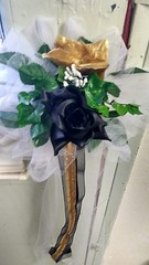 6pc wedding pew bows Black Gold & White Rush orders Available & Any Color