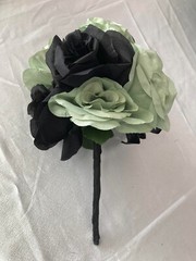 Wedding Bouquet Set, Black, Green Flower Package, 11 Pieces