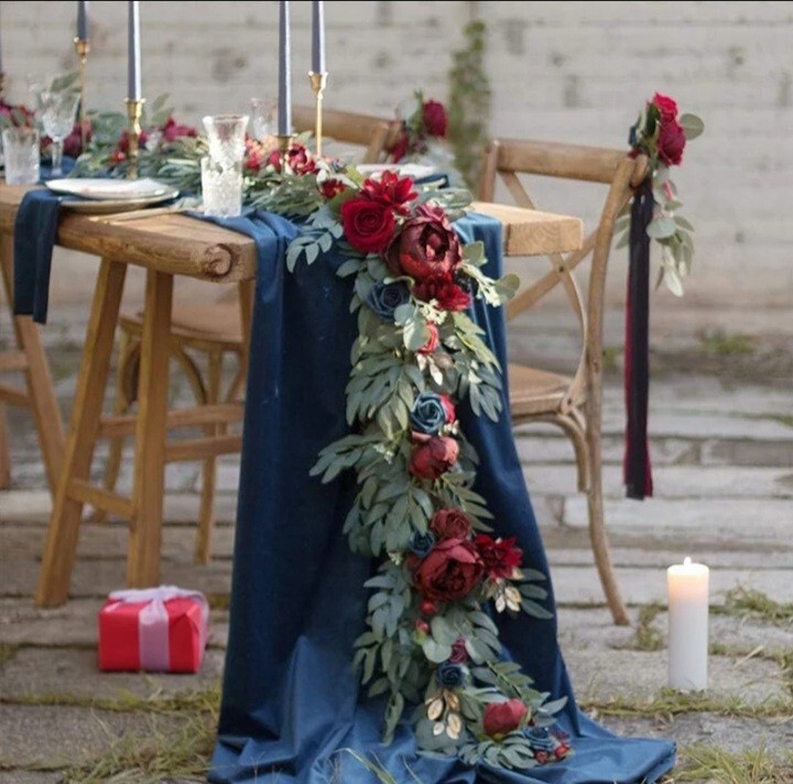 6FT18M Artificial Wedding Eucalyptus Garland Runner Mantle Rose Flowers Table