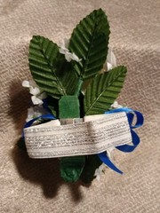 NEW 5″ Artificial White Rose Wrist Corsage W/Blue Butterfly, Royal Blue Bow Bout