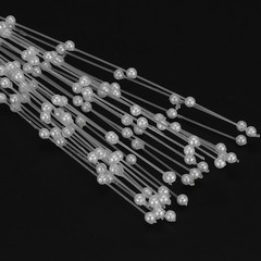 100 Pcs 4mm Pearl String Bouquet Pearl Stick Stems Bouquets Garland Spray, White