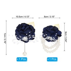 Rose Bridesmaid Wrist Flower Corsage Artificial Bride Wrist Corsage Navy Blue