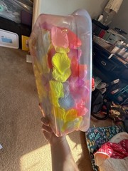 Assorted Multicolored Artificial Silk Rose Petals in Storage Container