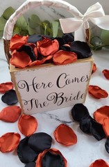 Black & Burnt Orange Rose Petals for a Gothic, Halloween Themed Wedding, Flower