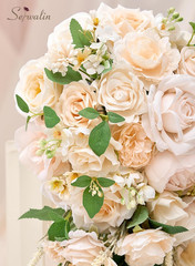 11 Inch Champagne Wedding Bouquets for Bride Bridesmaid, Artificial Rose Bridal