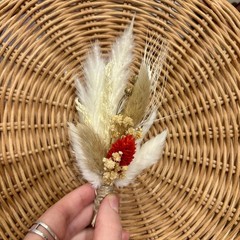 Dried Flower Boutonnieres Red & Ivory For Men Lot Of 3 Wedding Grooms