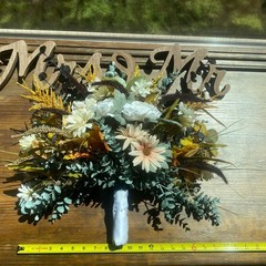 Beautiful Bridal Wedding Bouquet Budget Friendly Faux Flowers White Yellow Black