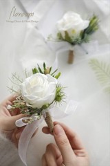 Wedding Ivory Rose Boutonniere Bundle – Set of 6
