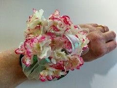 Hand Made wrist Corsage and boutonniere Set African violet blossoms