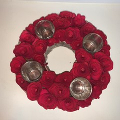 Wood Birch Roses Candle Ring with tea lights Wedding Centerpieces Decorations