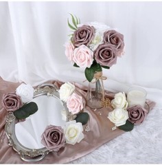 Artificial Flower 20 PCS Mixed Color Roses for DIY Wedding Bouquets Centerpiece