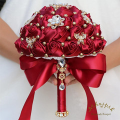 Bridal Wedding Bouquet round Holding Bouquet Throw Toss Artificial Rose Flower B