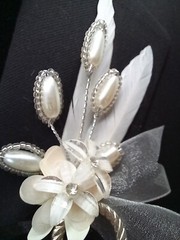 Boutonniere for men Prom Wedding One-of-a-Kind New Ribbon Flowers Bling