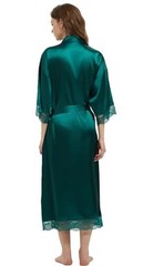 Women’s Satin Robe Long Silk Kimono Bathrobe Lace XX-Large-3X-Large Dark Green
