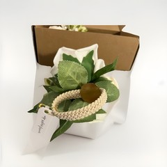 Handmade Rose Pink and White Corsage for Wedding Bridesmaid
