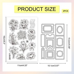 GLOBLELAND Flowers Stamps Clear Stamp and Cutting Dies Set for Card Making Tulip