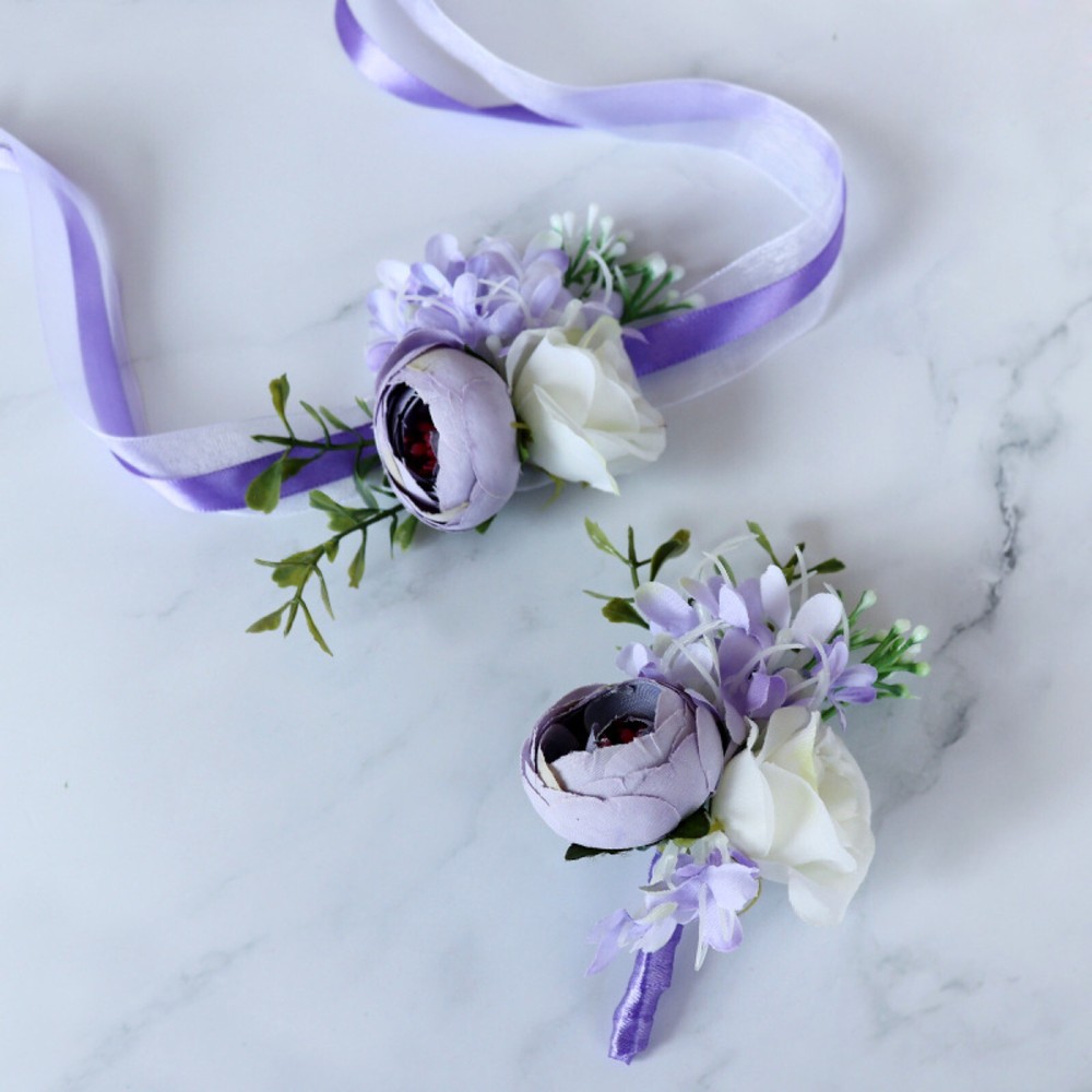 Wedding Wrist Corsage & Boutonniere Artificial Rose