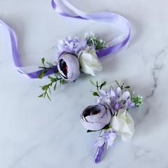 Wedding Wrist Corsage & Boutonniere Artificial Rose