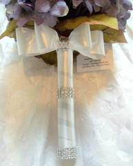 Wedding bouquet bride dark lavender off white rosebud silk artificial round