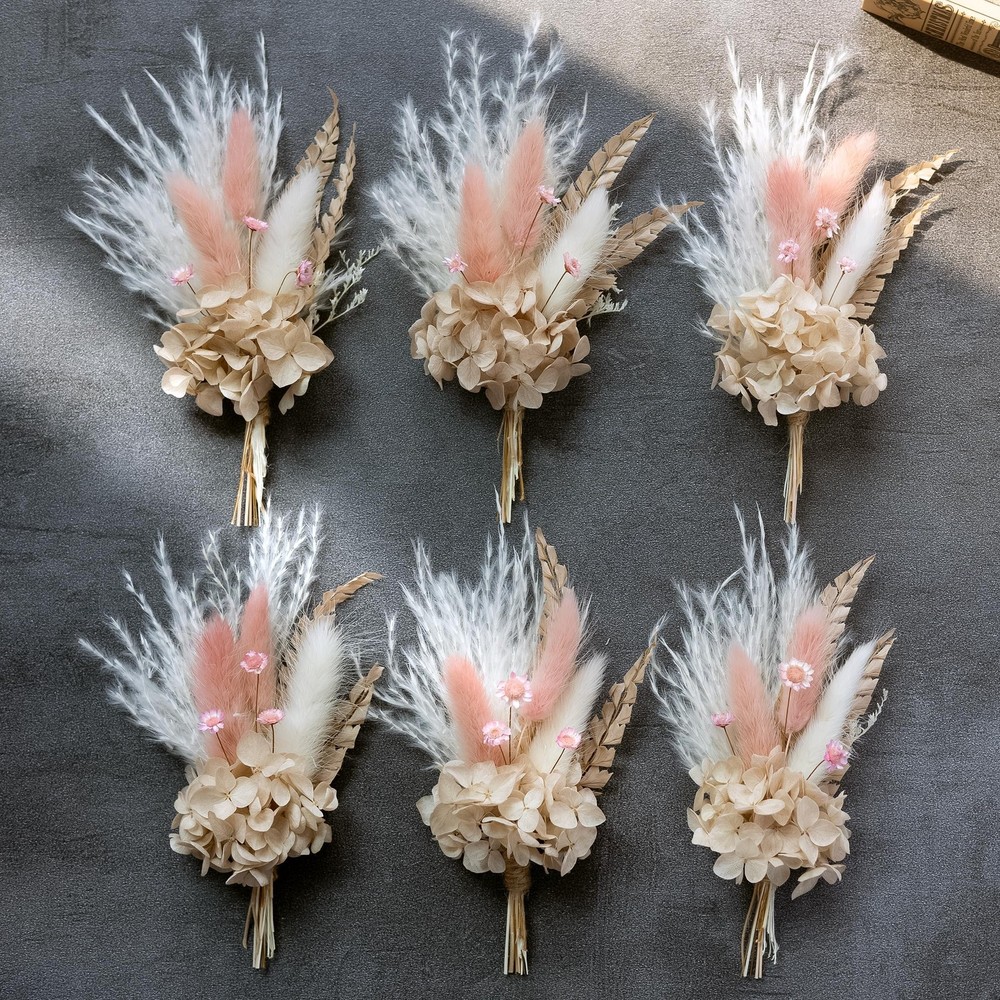 Miniature Dried Flower Bouquet (Pack of 6), Small Dried Pampas Grass, Small D…