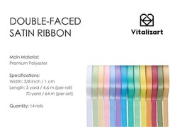 Satin Ribbon 3/8” x 14 Rolls 70 Yards Ribbon for Gift Wrapping 3/8 inch Pastel