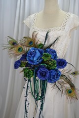 Peacock Blue Beautiful Faux Silk Wedding Bouquet