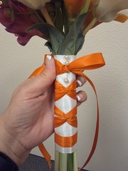 Artificial Wedding Bouquet Orange White Green Purple Calla Lily Rose Orchid