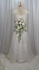 Dreamy White Rose and Ivy Cascade Faux Silk Wedding Bouquet