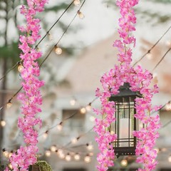 CITYES 2 Pcs Artificial Cherry Blossom Flower Vines Pink-2