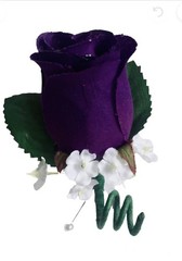 Auburgine Eggplant Dark Purple Rose Grooms Mens Wedding Boutonniere Flowers