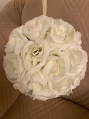 10x artificial WHITE ROSE Flower Ball Hanging Pomander Wedding Kissing Balls 7″