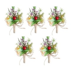 5Pcs Elegant Wedding Corsages for Bride and Grooms Handmade Boutonniere Jewelry