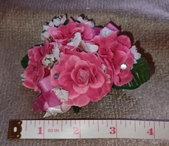NEW 4″ Long Artificial Hot Pink Rose Wrist Corsage With Rhinestones