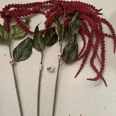 3 pcs tall Red Artificial Plant Amaranthus Branches Strands with Leaves