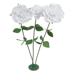 White Giant Artificial Flowers, Giant Rose, Artificial Flowers with Base Durable