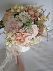 Nude/Peach Bridal Bouquet Artificial Silk Foam Flowers