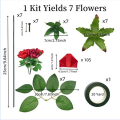 105Pcs Premade Satin Ribbon Rose Petals Kit Half-Finished Complete Set for Etern