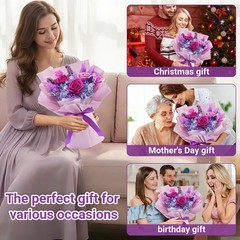 Preserved Flowers Bouquet, for Delivery,Handmade Purple Rose purple