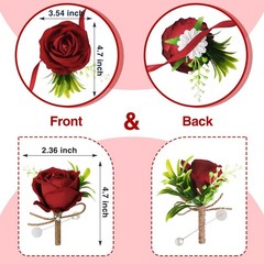 Aoriher 4 Pcs Wedding Party Corsage and Boutonniere Set, 2 Rose Wrist Corsage…