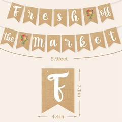 Fresh Off The Market Bridal Shower Banner Garland for Shes Brown