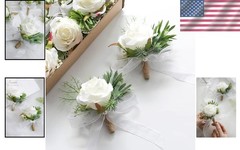Wedding Ivory Rose Boutonniere Bundle – Set of 6