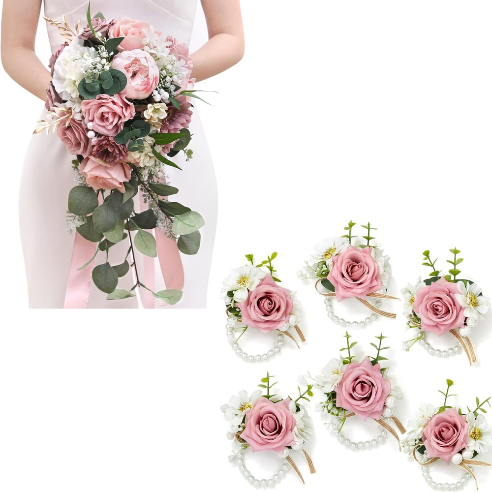 9.8″ Wedding Bouquets & Wrist Corsages for Brides & Bridesmaids