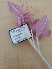 Modern Romance Flower Stem – Mauve – 6″ Wrapped with White Floral Tape