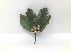 5 Boutonnieres Holly Leaves Gold Berries Greenery Christmas Wedding Bridal Party