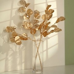 2 Gold 27 in Artificial Eucalyptus LEAF Metallic Faux Greenery Stems Party Event