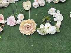 Huge Lot Bundle Of Cream Ivory White Roses Peony Magnolia Long Stem Real Touch