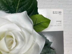 NEW Studio His & Hers Floral Swag 26″ White Artificial Peonies Roses Wedding