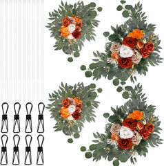 Wedding Arch Flowers Set of 4 Artificial Flower Swag Wedding Faux Floral Swag wi
