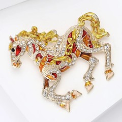 Luxury Running Horse Brooches For Women Unisex 4-color Enamel Powerful Animal…